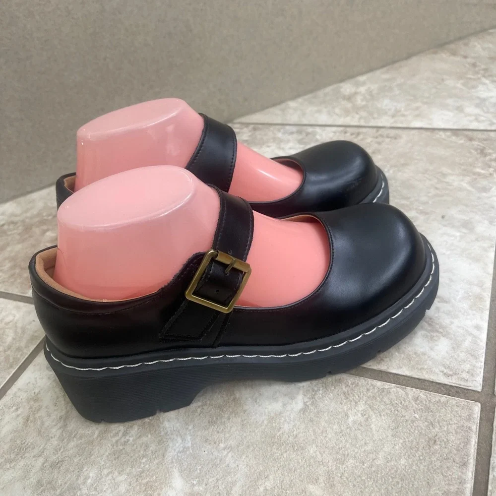 MZDL Black Platform Mary Jane Shoes Chunky Lug Sole Buckle Strap Size 235 US 6.5